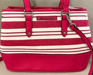 Dana Buchman Pink and White Satchel Shoulder Bag Organizer Purse