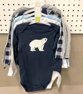 6 Pack Infant Boys Long Sleeved Onesie Bodysuits Size 6-9 Mo.&nbsp
