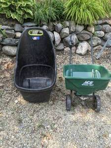 lot 351 image: Utility Cart & Ace Push Spreader For Fertilizer