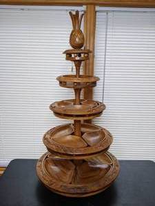 lot 6 image: Vintage Hand Carved 5-Tier Pineapple Lazy Susan