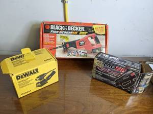 lot 253 image: Power (3) Tool Lot - DeWalt, Black & Decker & Roto Zip (in boxes)
