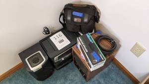 lot 116 image: Bluetooth Speaker, Boombox, Vintage Air Purifier, RCA Video Camera