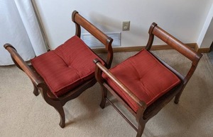 lot 124 image: Set of (2) Vintage Almost Antique 1930s Gossip Chairs