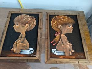 lot 45 image: Vintage Velvet Potty Paintings