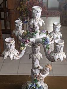 lot 245 image: Antique Porcelain Dresden Candelabra