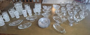 lot 214 image: Amazing Collection of Vintage Set of Anchor Hocking Wexford Tumbler and Pitcher Set, Glasses, Beer Steins, Vintage Old Fashioned Ice Cream Scoop Glass Cups & More