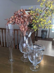 lot 219 image: Glass Vases with Silk Flowers (3)