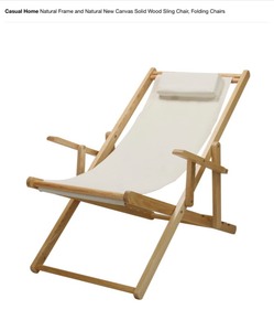 Casual Home Natural Frame and Natural New Canvas Solid Wood Sling Chair, Folding Chairs. See Pictures