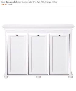 Home Decorators Collection Hampton Harbor 37 in. Triple Tilt-Out Hamper in White. See Pictures