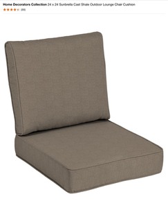 Home Decorators Collection 24 x 24 Sunbrella Cast Shale Outdoor Lounge Chair Cushion. See Pictures