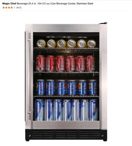 Magic Chef Beverage 23.4 in. 154 (12 oz.) Can Beverage Cooler, Stainless Steel. See Pictures