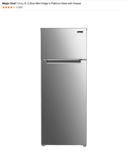 Magic Chef 7.4 cu. ft. 2-Door Mini Fridge in Platinum Steel with Freezer See Pictures