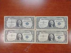 lot 8 image: 4 Silver Certificate $1 Notes