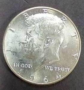 lot 9 image: 1964 Kennedy 90% Silver Half Dollar
