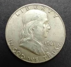 lot 32 image: 1961-D 90% Silver Franklin Half Dollar