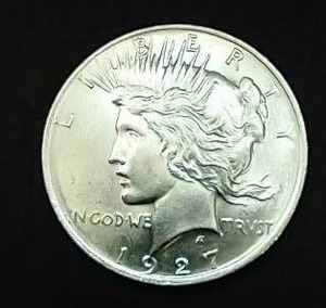 lot 43 image: 1927-D Peace Dollar