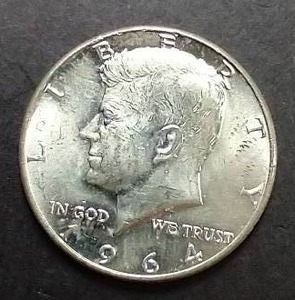 lot 46 image: 1964 Kennedy 90% Silver Half Dollar