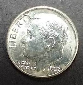 lot 64 image: 1962-D 90% Silver Roosevelt Dime