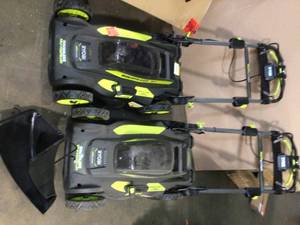 lot 10 image: Lot of 4 Ryobi Lawn Mowers Customer Returns See Pictures