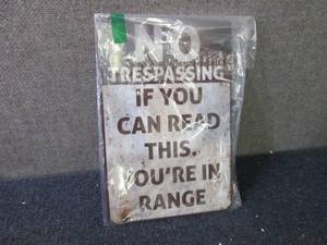Metal No Trespassing Sign open box...
