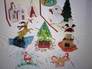 Pack Of 7 Pop-up 3d Christmas Greet...