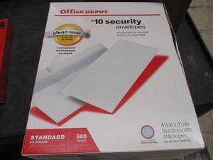 lot 167 image: Office Depot #10 Security Envelopes...