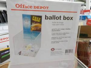 lot 50 image: Plastic Ballot Box- bottom does hav...