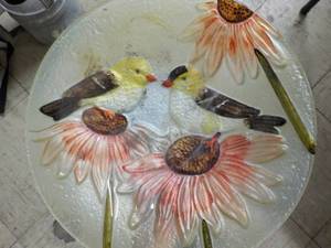 lot 237 image: Glass Bird Bath on a stake 25 tall...