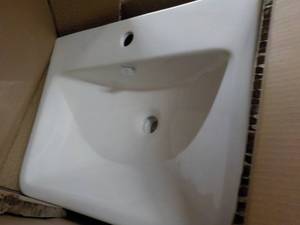 lot 362 image: Luxier Ceramic Vessel Sink and Drai...