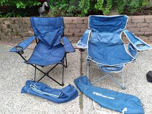 lot 50 image: Set of (2) Folding Camp Sports Chairs with Storage Bags