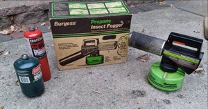 lot 54 image: Burgess Propane Insect Fogger and Craftsman Propane Tanks 