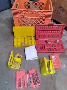 lot 99 image: Crate with All the Drill Bits 