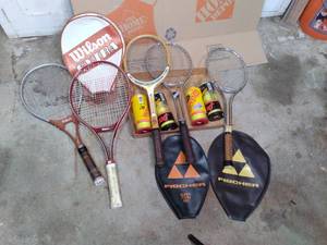 lot 112 image: Set of (5) Tennis Rackets and (4) Sets of Tennis Balls