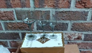 lot 40 image: Gorgeous Collection of Crystal Black Wine Glasses in 3 Styles