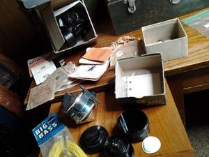 lot 252 image: Vintage Lot of Garcia Mitchell Spinner Reels and Variety of Accessories 