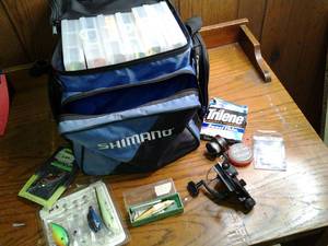 lot 273 image: Soft-Sided, Zip-Around Shimano Fishing Tackle Case with Accessories 