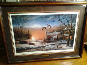 lot 283 image: Stunning Vintage Terry Redlin Matted and Framed The Sharing Season II Second Annual Christmas 1986 Wildlife Print 