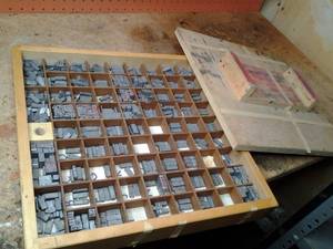 lot 302 image: Wooden Compartmentalized Case with Metal Number Stamps for Branding