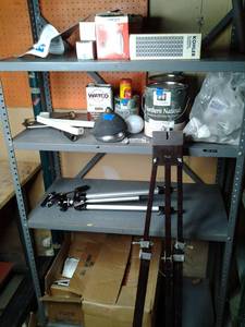 lot 304 image: All the Contents of the Shelf Light Bulbs, Tripod, Etc.