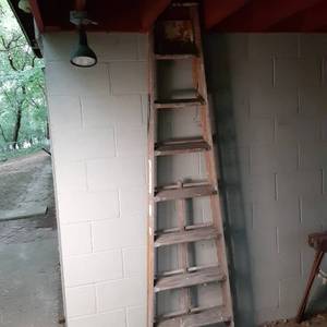 lot 163 image: Rich Ladder Company 8-foot Wooden Step Ladder 