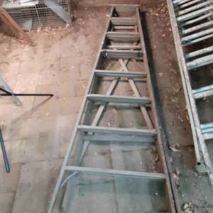 lot 166 image: Well-Loved 8-Foot Wooden Step Ladder 