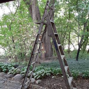 lot 168 image: Sears Medium Duty Aluminum 7-Foot Convertible Extension Ladder with Paint Tray 