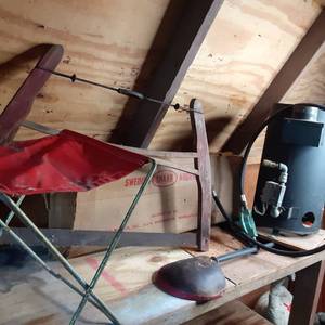 lot 199 image: Everything Ice fishing&nbspPropane Heater, Folding Chair, Auger 