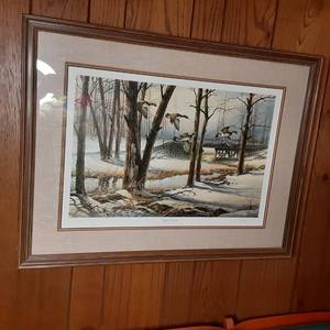 lot 240 image: Beautifully Rustic Collectible Terry Redlin Print April Snow 