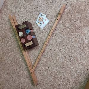 lot 244 image: Game Night Poker Cards and Chips in Tray and Backscratcher 