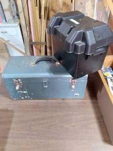 lot 120 image: Metal Tool Box and Marine Battery Case 
