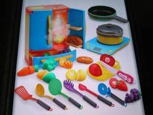 lot 2 image: joyin refrigerator and toy food set...