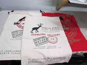 lot 65 image: 3 santa burlap sack christamas gift...