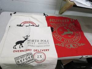 lot 66 image: 3 santa burlap sack christamas gift...