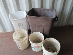lot 36 image: 3 5 buckets and 2 garbage cans...
